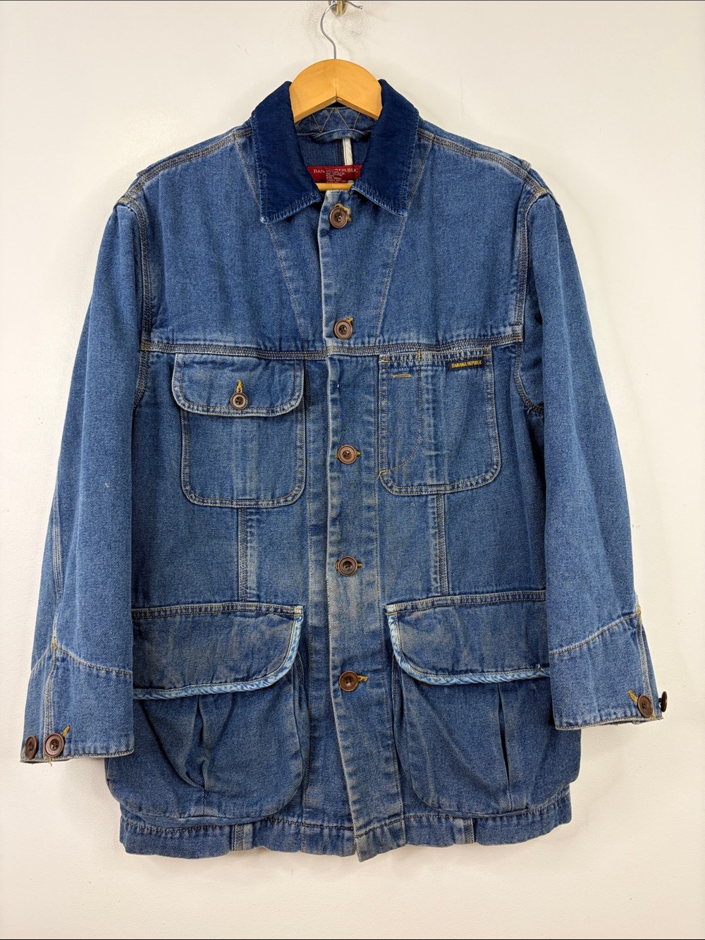 Vintage Banana Republic Jean Chore Jacket Mens Small Blue Corduroy Barn Coat
